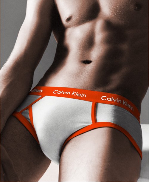 Slips Calvin Klein Hombre 365 Naranja Blanco